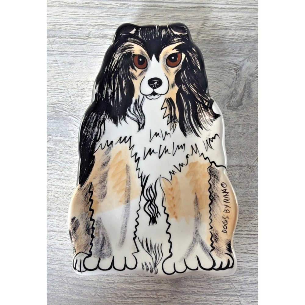 Nina Lyman Dogs By Nina Ceramic Collie Sheltie Dog Trinket Dish Spoon Rest